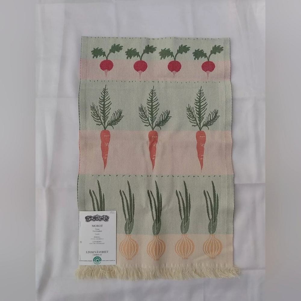 MOROT Ylva Kongbäck Tea Dish Towel cotton carrot garden vegetable Sweden NWT